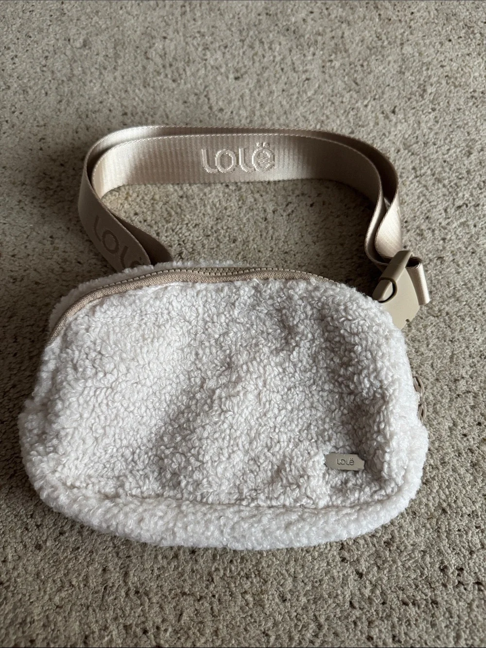 Lole Cream Sherpa Crossbody Belt Bag